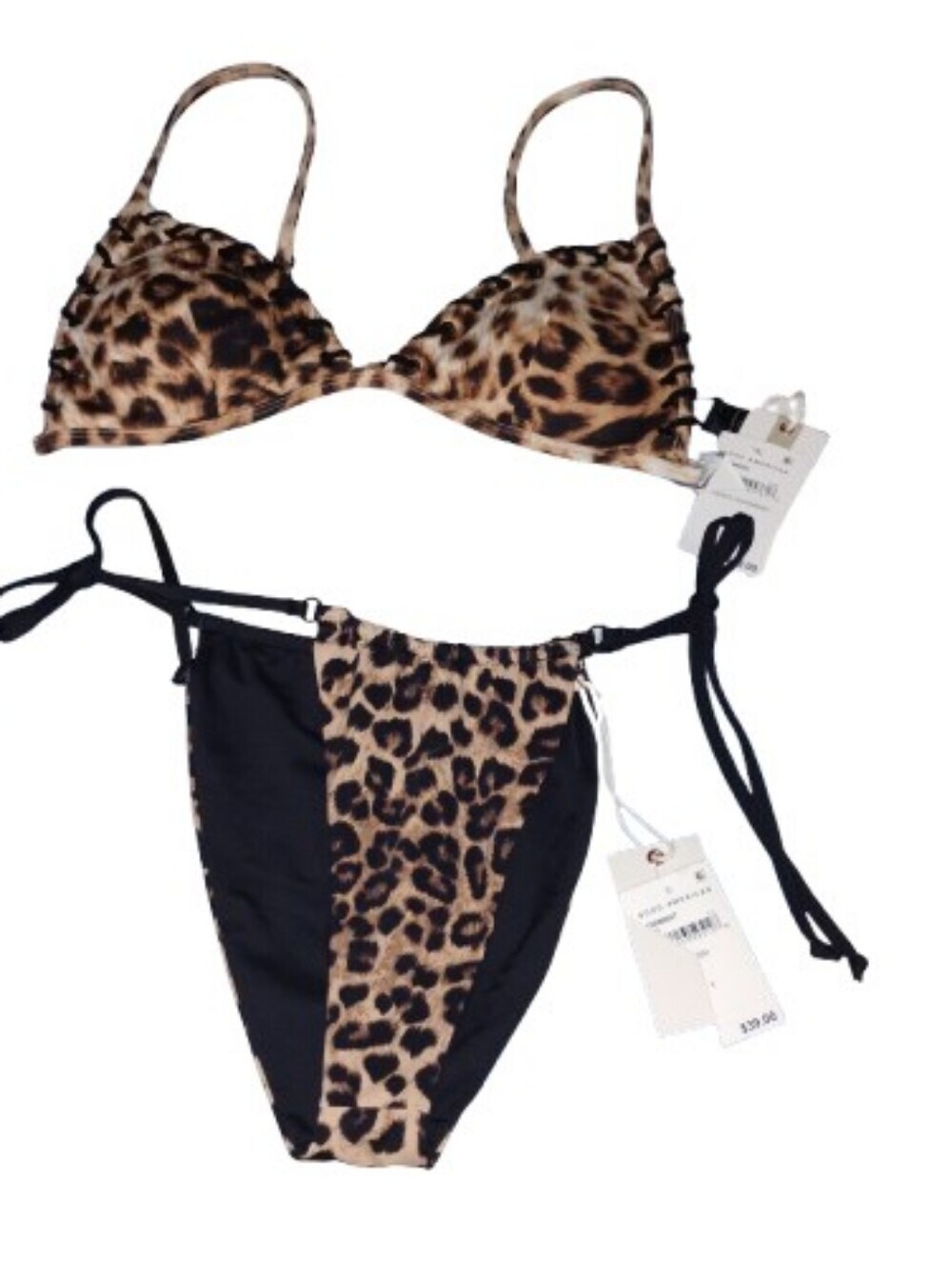 NWT Good‎ American Fierce Leopard Bikini Set L Reversible